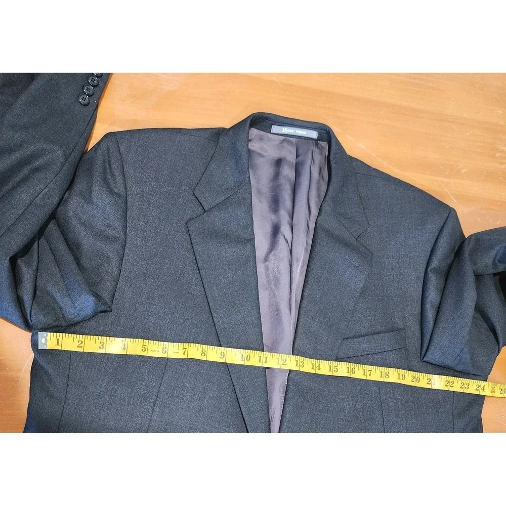 Hickey Freeman Loro Piana Tasmanian Super 130s Wool Jacket 48L Gray Career Event